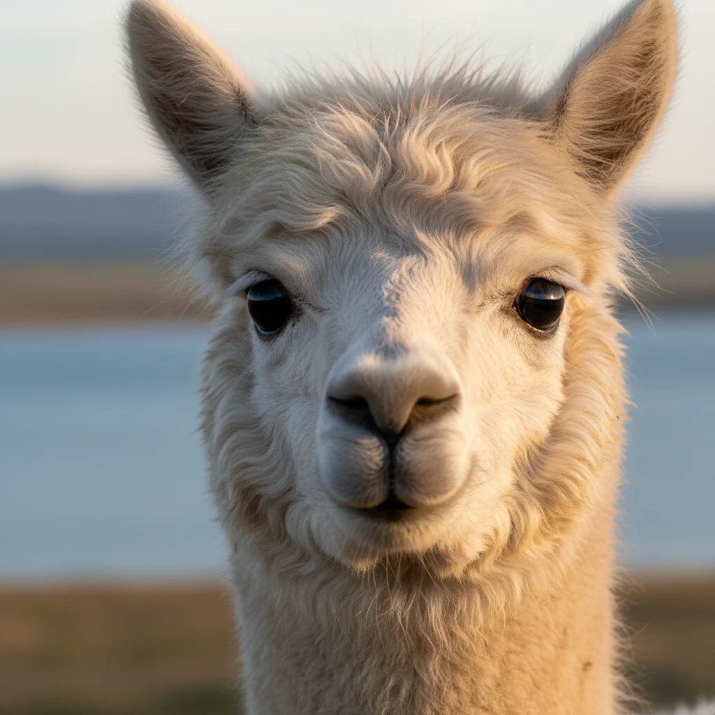 Chantillie, a white Huacaya alpaca