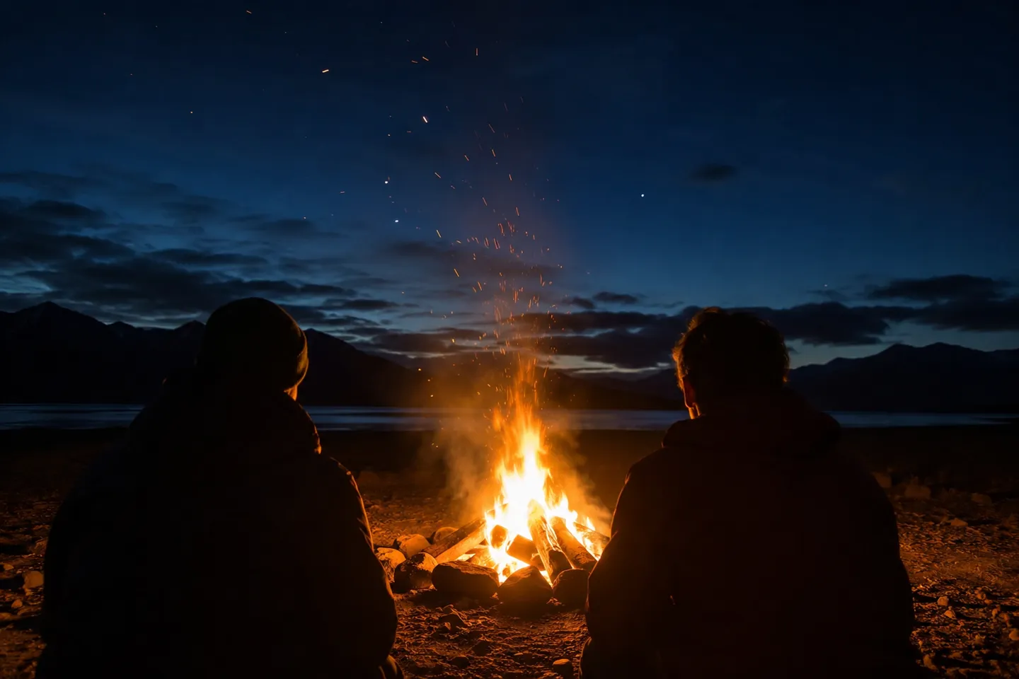 Starlit night sky over Honey Lake glamping site in Lassen County