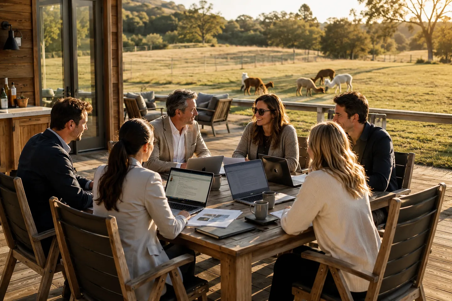 Corporate retreat at Alpaca Adventures ranch in Janesville California