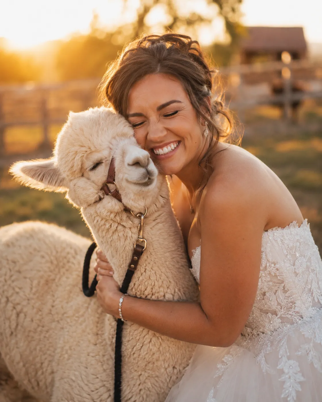 Wedding ceremony at Honey Lake alpaca ranch in Janesville California