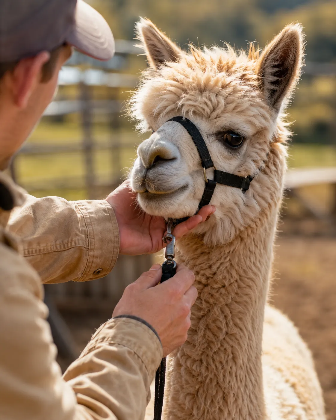 Herd of alpacas moving through pasture at Alpaca Adventures in Lassen County