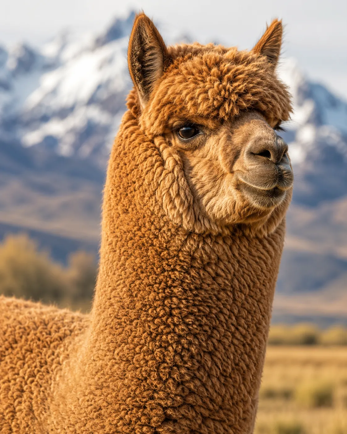 Ridgeline Shadow, a medium fawn Huacaya herd sire alpaca for sale at Alpaca Adventures at Honey Lake