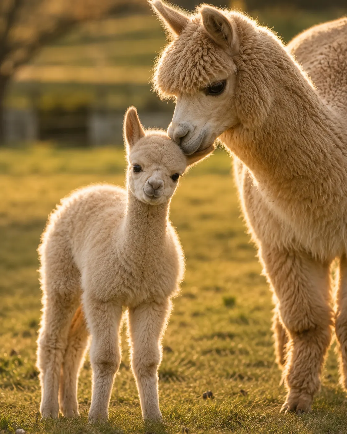 Cascade Dawn, a light fawn Huacaya cria alpaca with reservation pending at Alpaca Adventures at Honey Lake