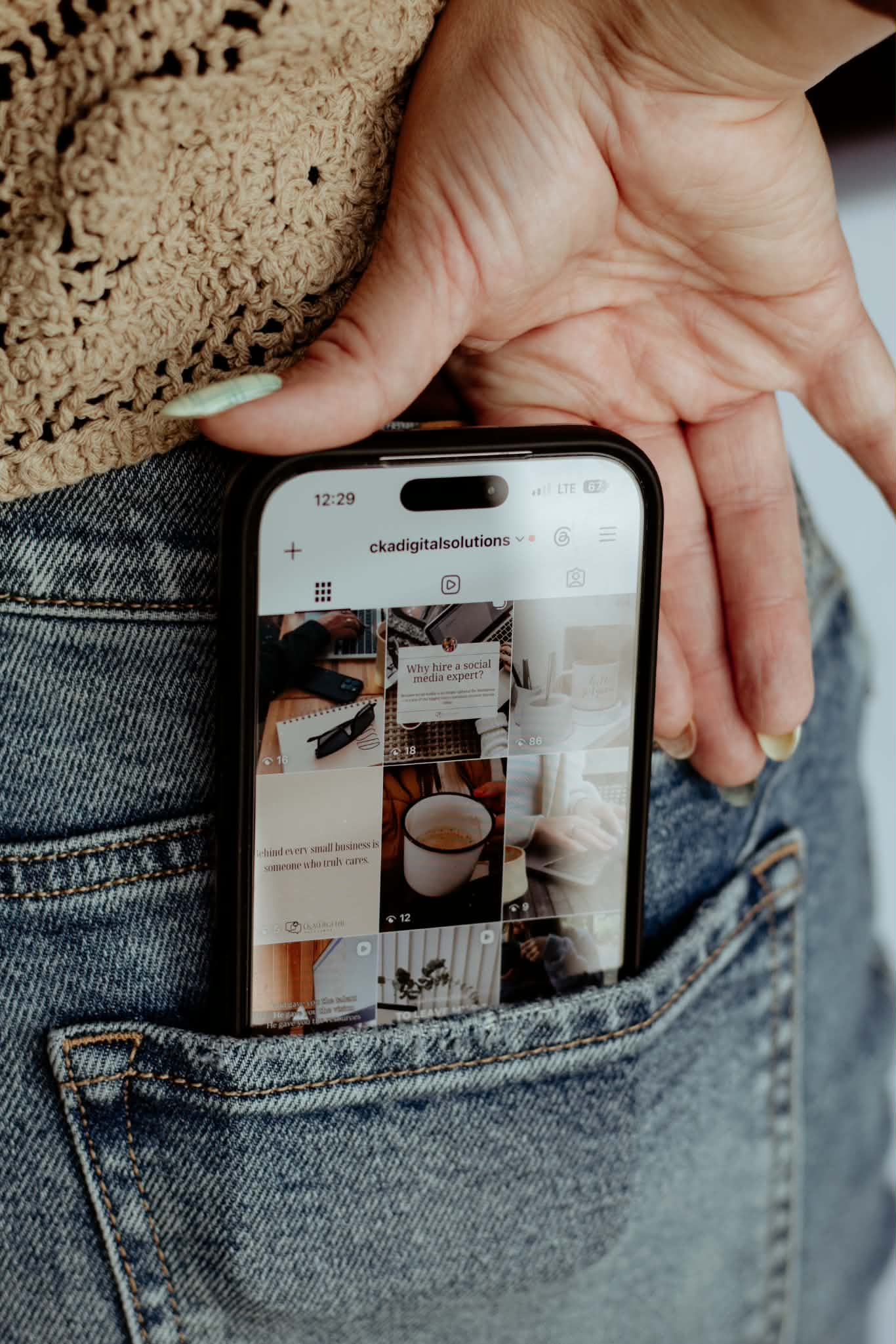 Phone showing a social media profile