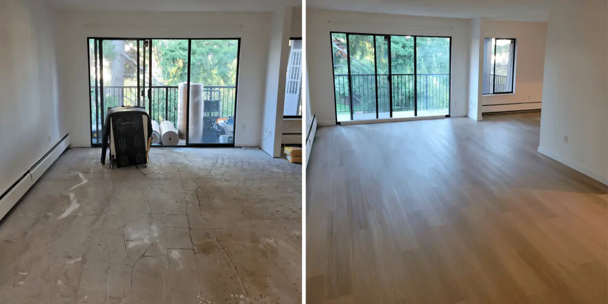 LVP flooring before and after