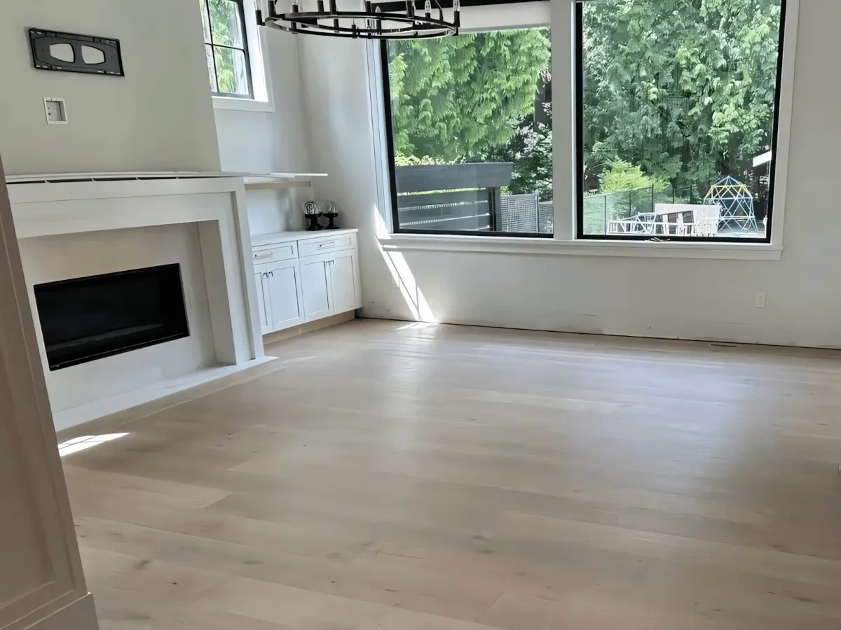 Engineered hardwood fireplace