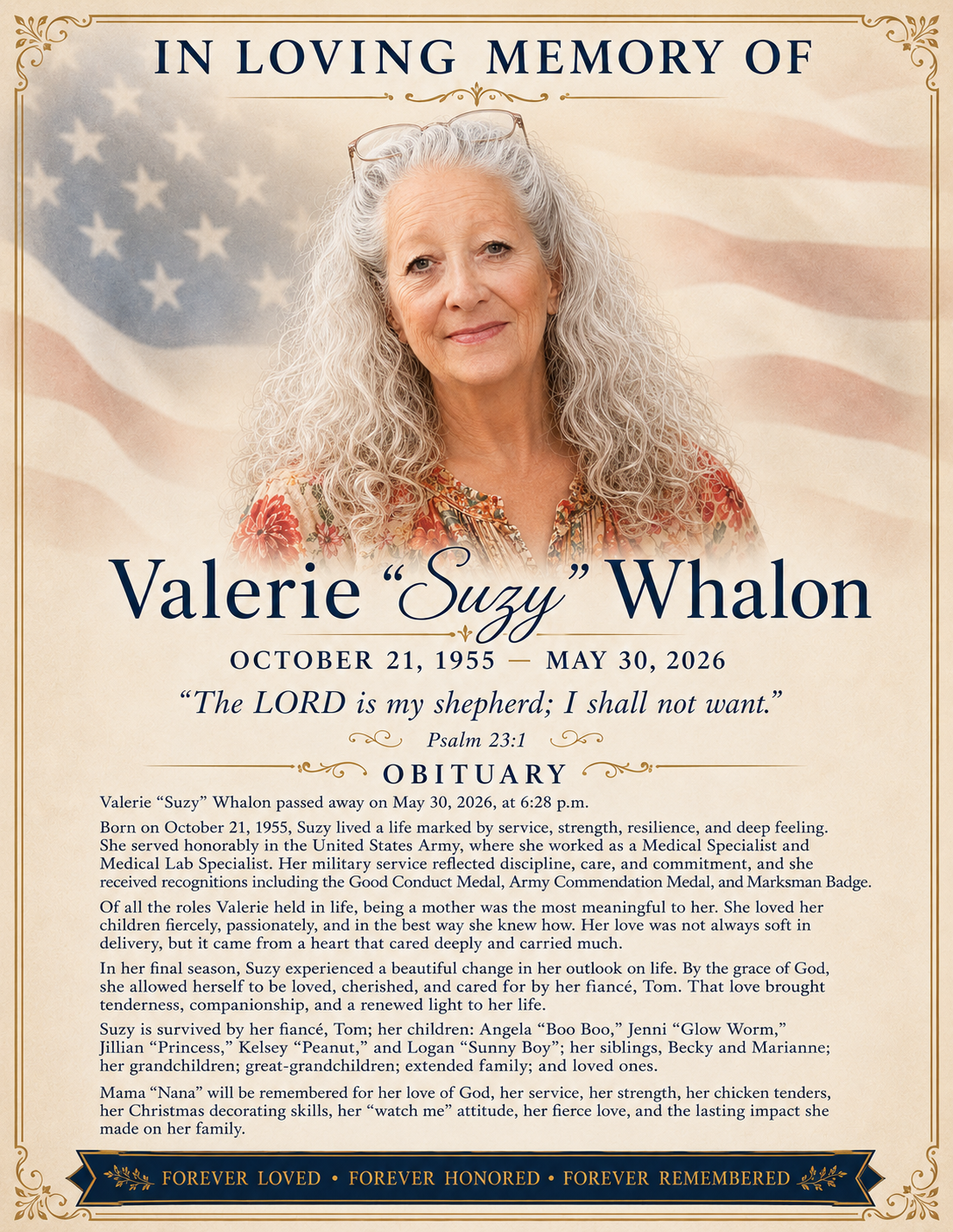 In Loving Memory of Valerie Suzy Whalon Obituary