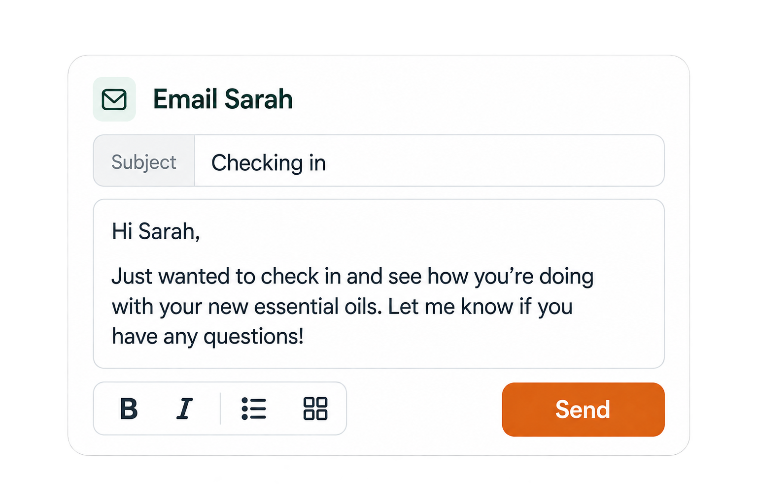 Email composed to a customer inside Grō