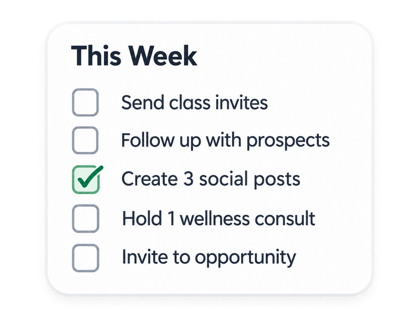 This Week business checklist dashboard