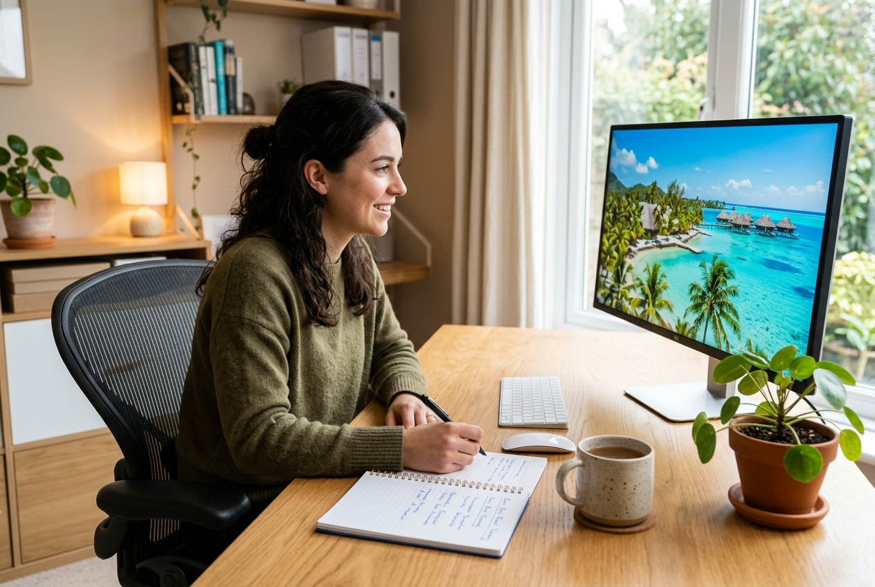 Travel advisor completing Signature Travel Network online certification course