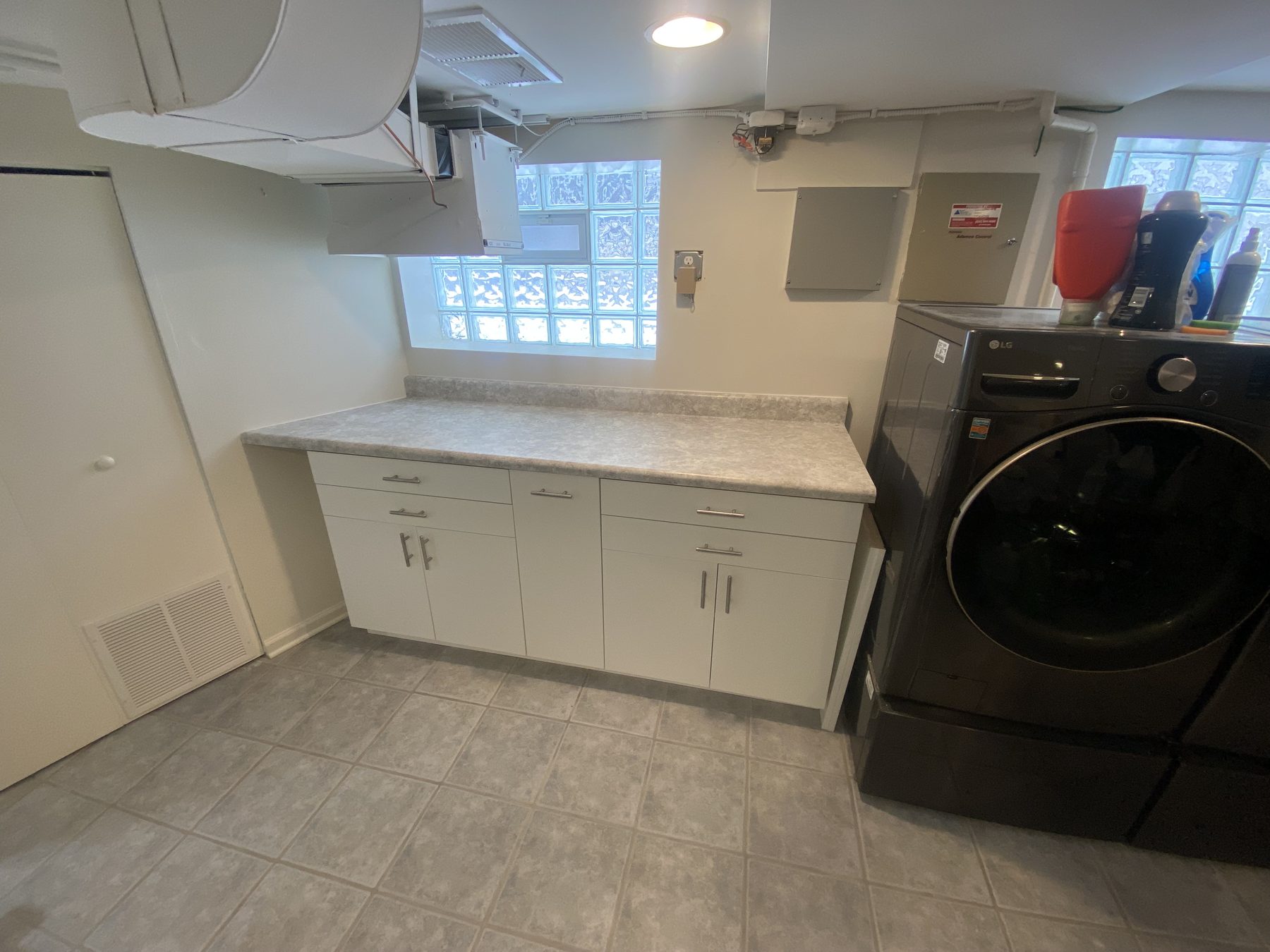 Finished basement laundry nook