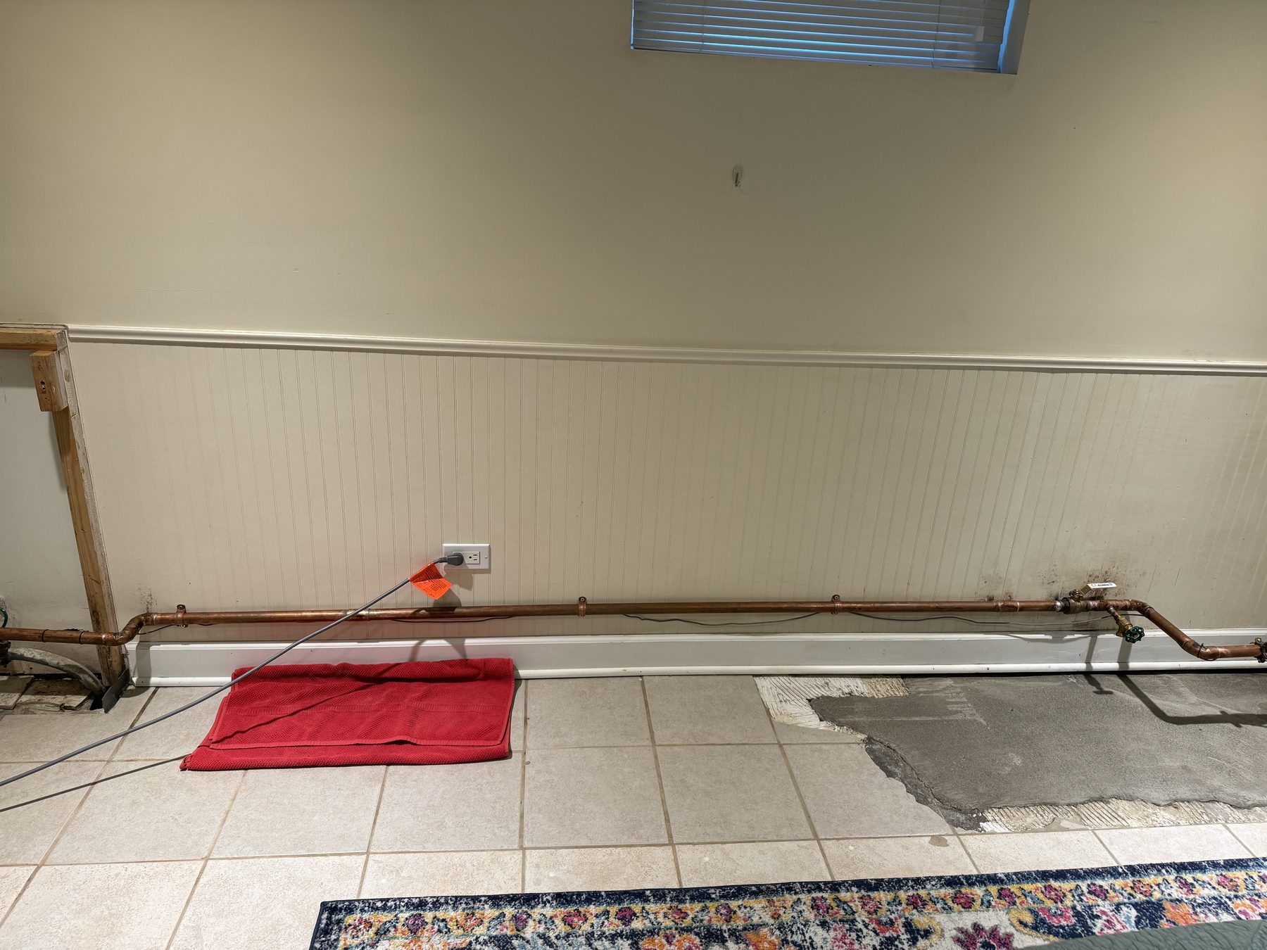 Basement storage area before