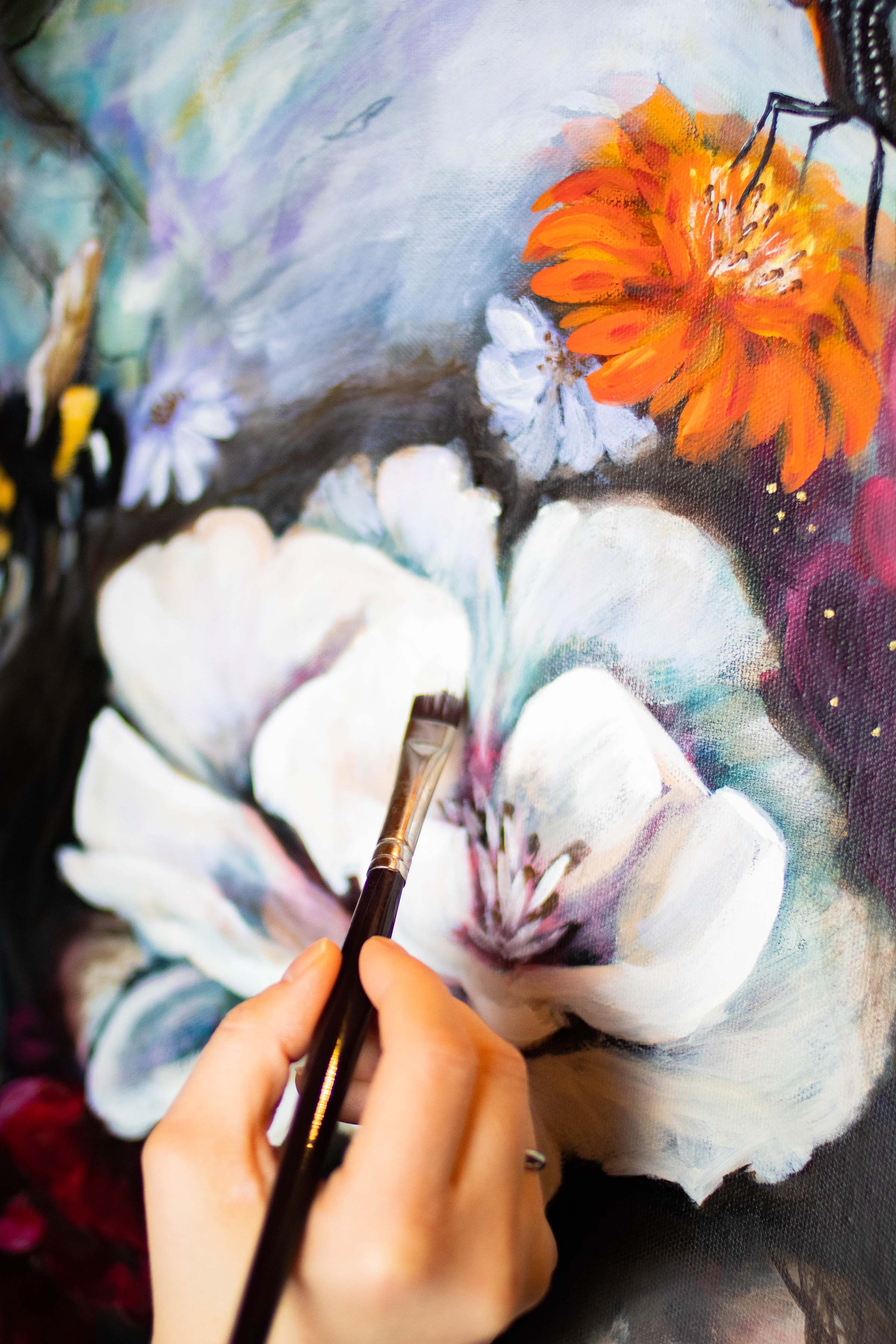Taylor Chey painting with oil palette knife