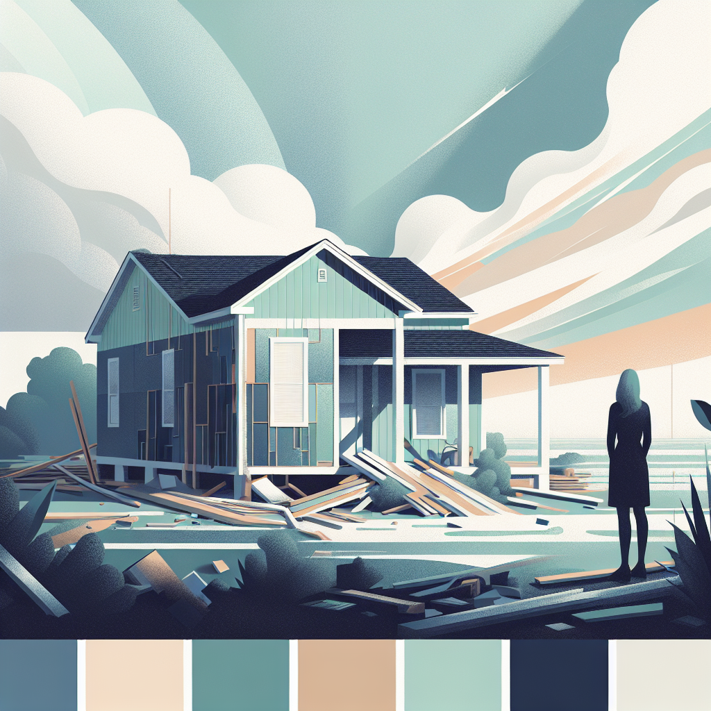 Texas homeowner inspecting repaired roof after storm under clear sky.