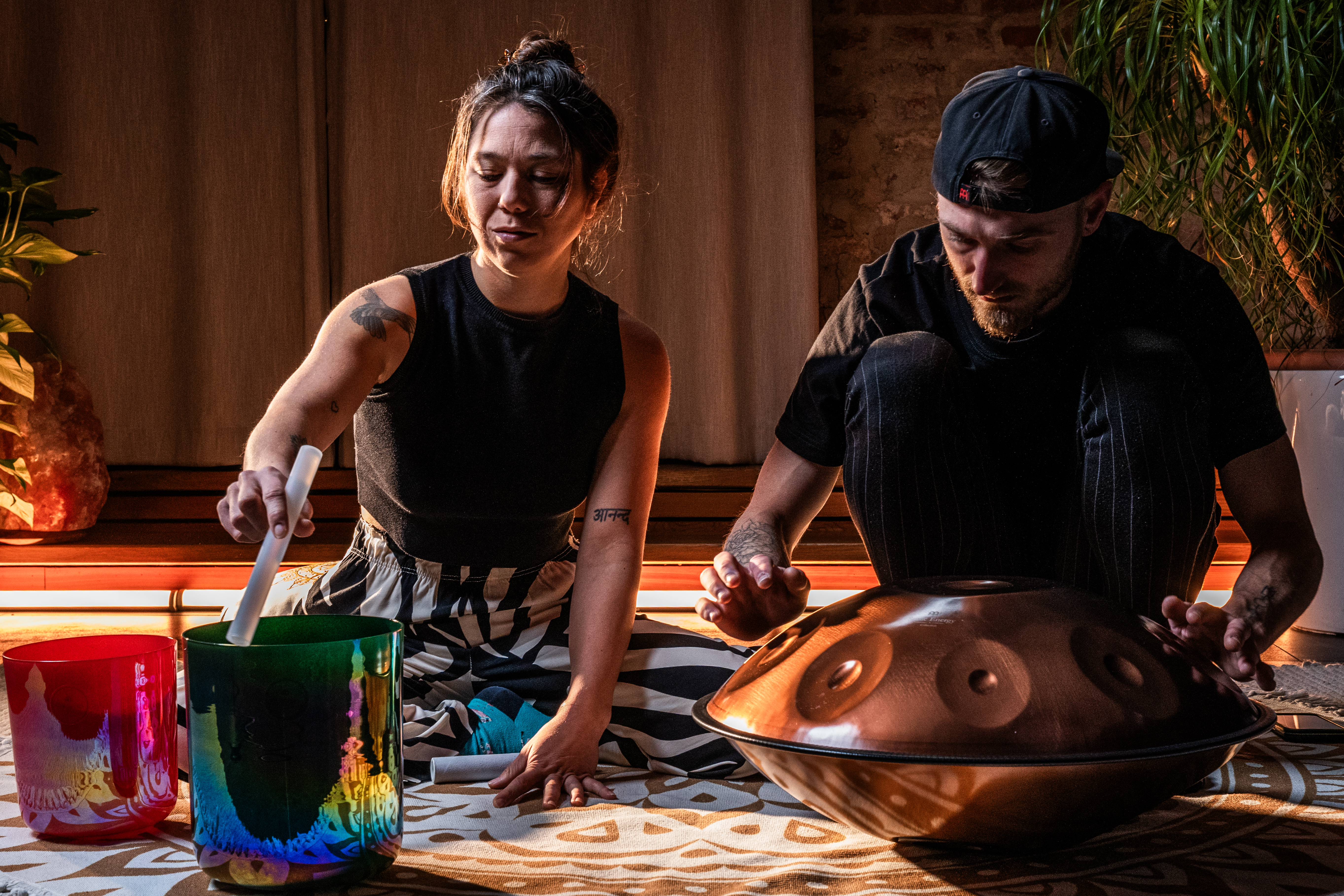 Eddie and Joy of Sound Healing School during a sound session
