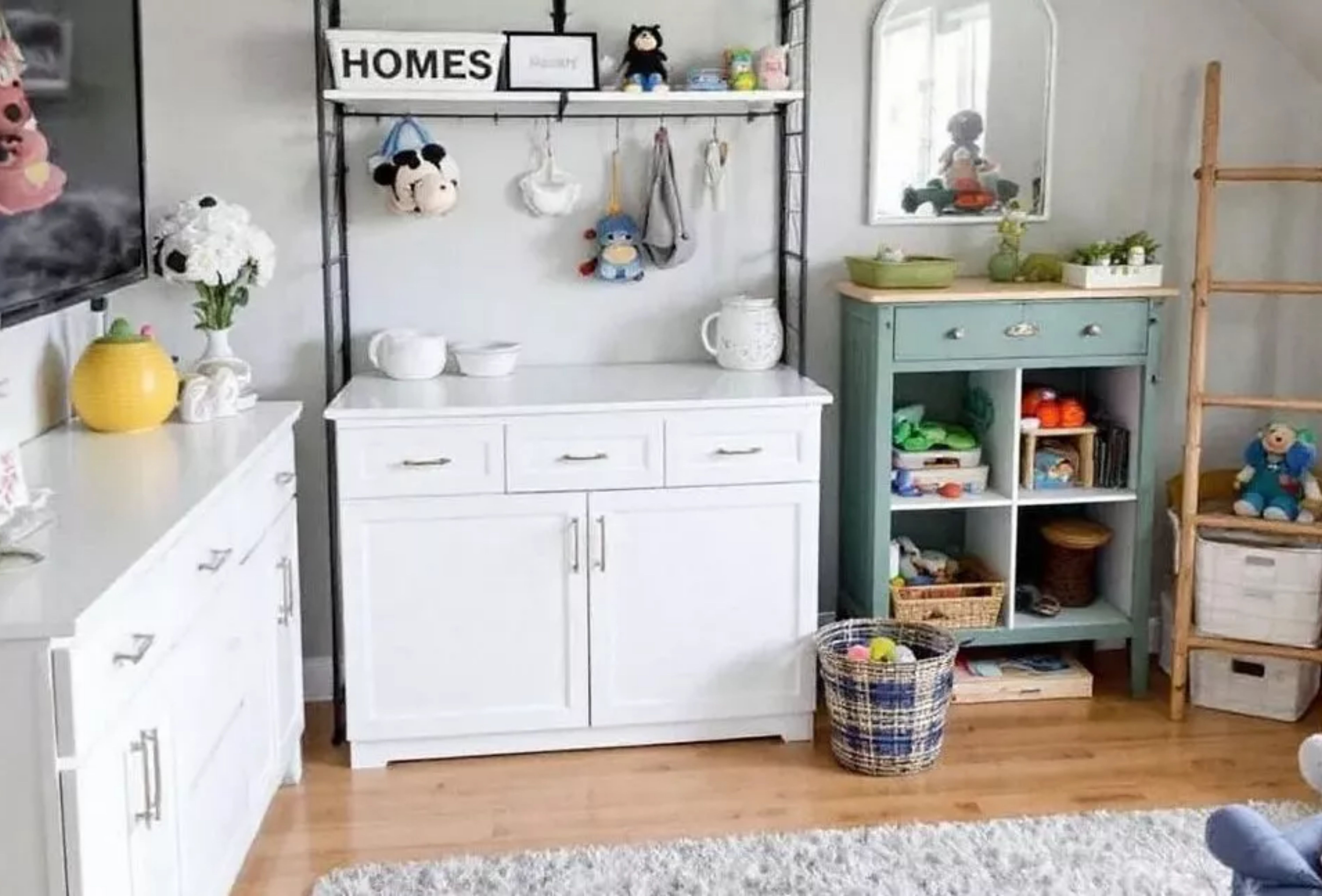 Organized playroom with toy storage for a clean house routine Organized playroom with toy storage for a clean house routine