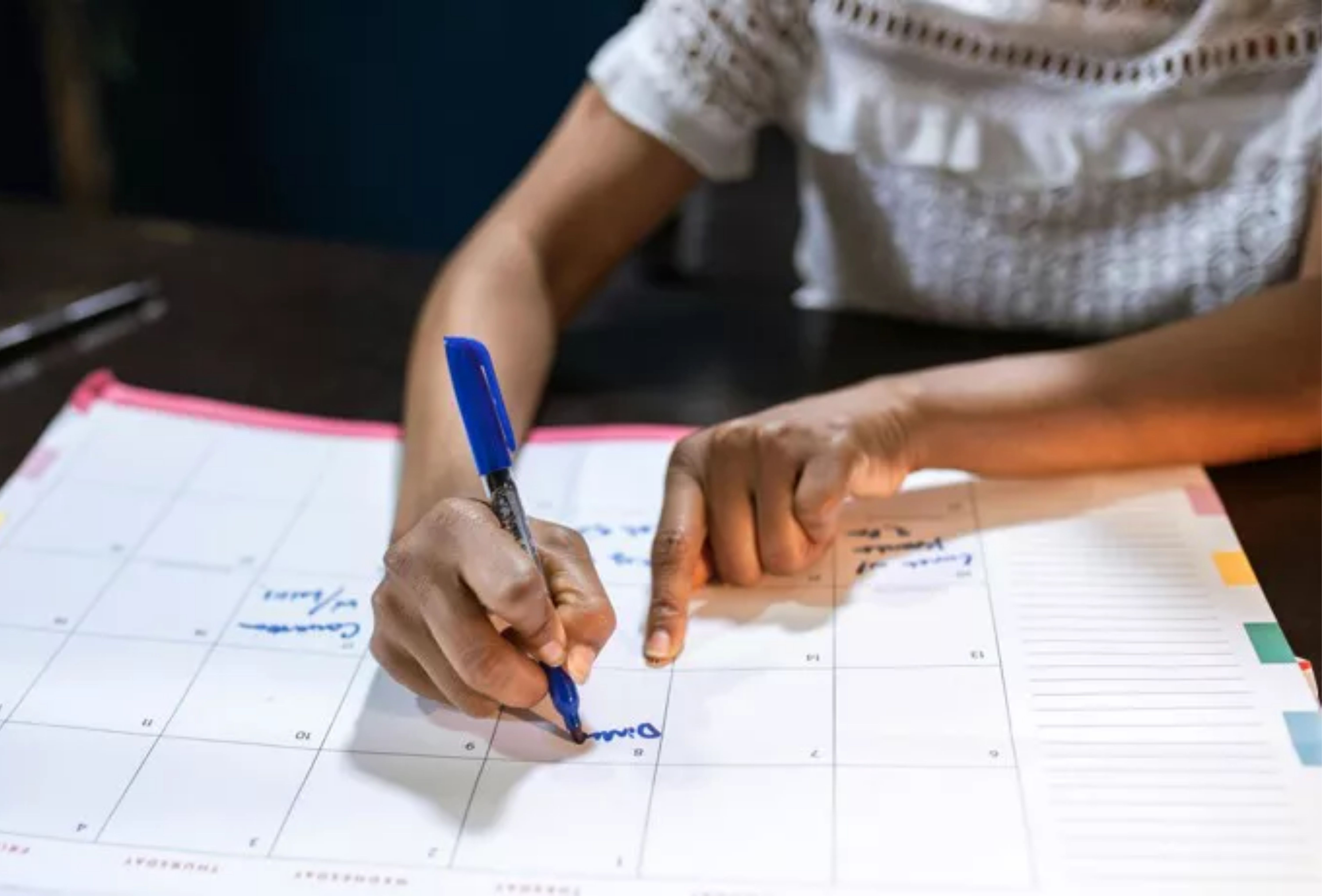 Calendar used to build a cleaning schedule template