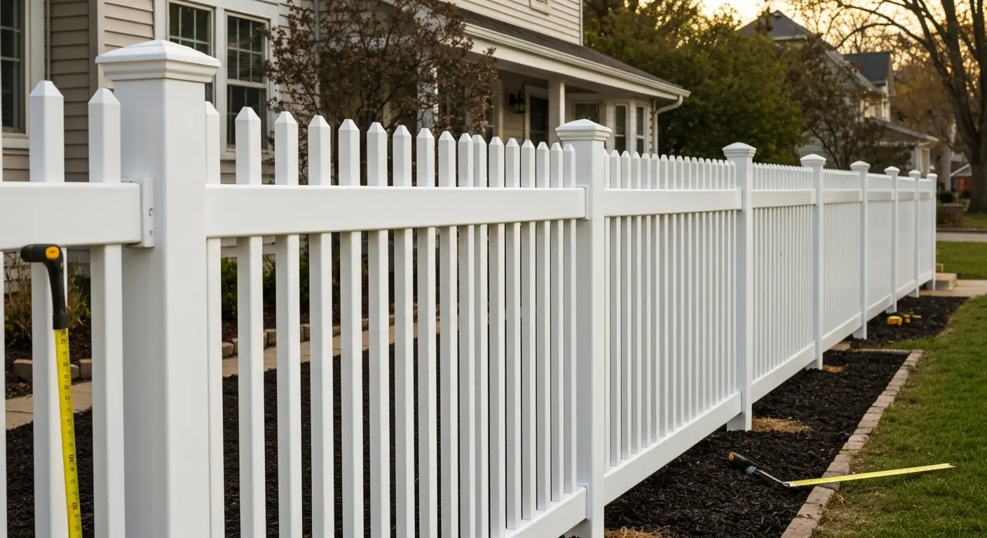 Picket fence installation Ferris front yard