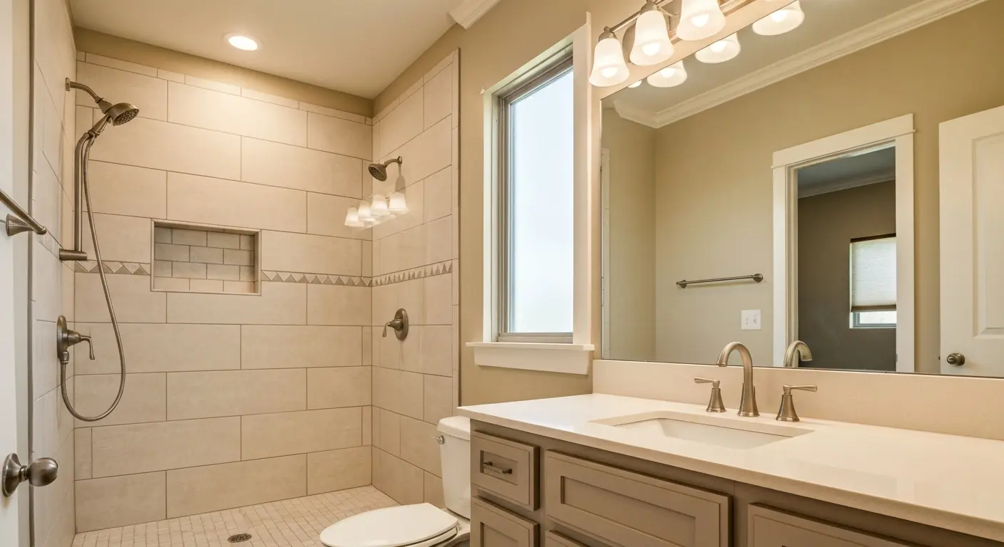 Updated bathroom with tile shower
