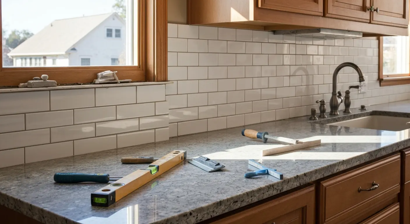 Countertop and backsplash installation