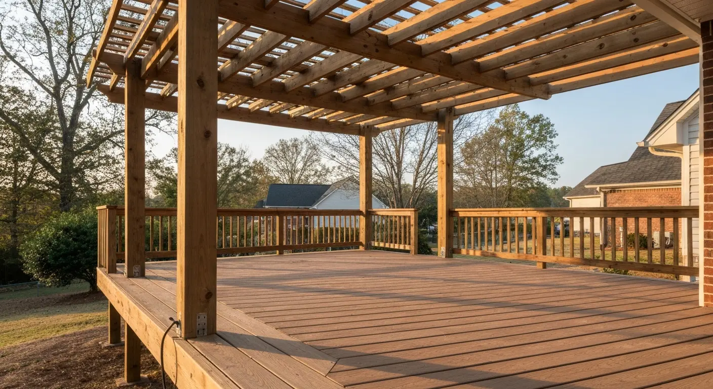 Covered deck with roof or pergola