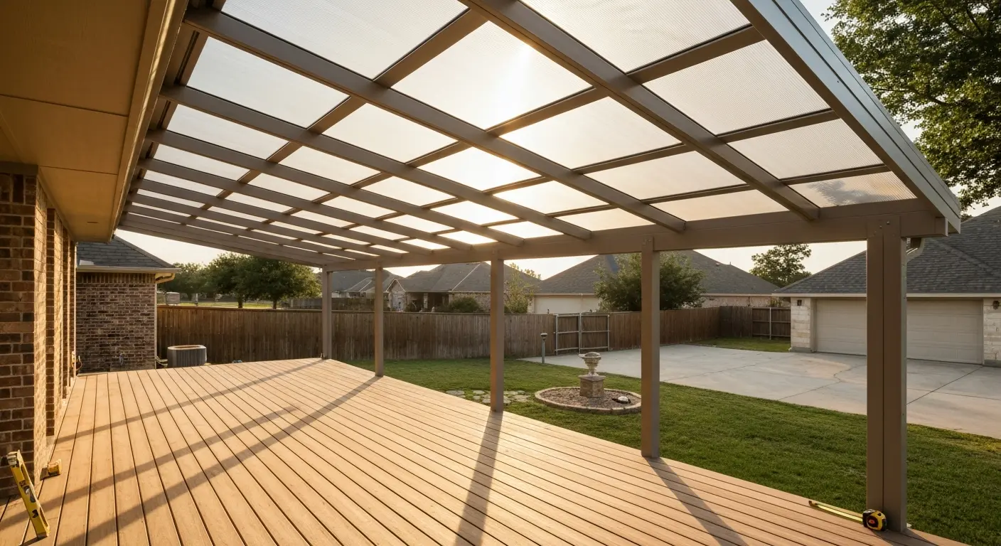 Covered deck installation in Ferris