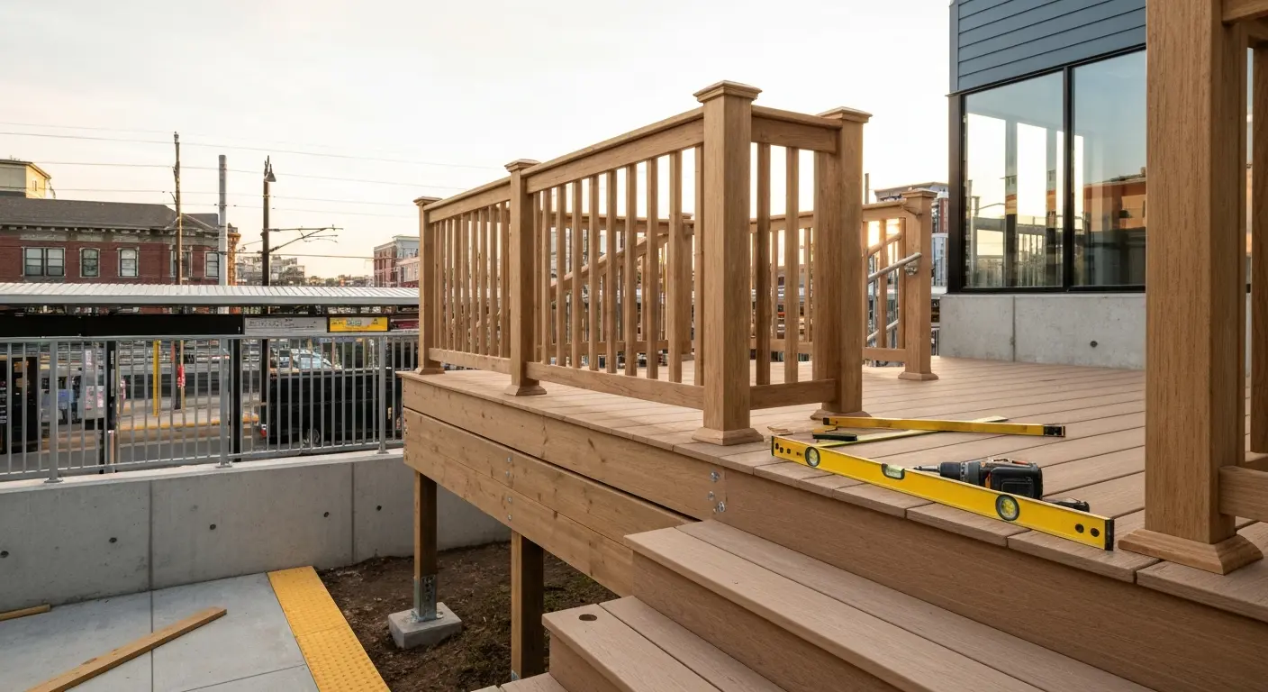 Elevated deck with stairs