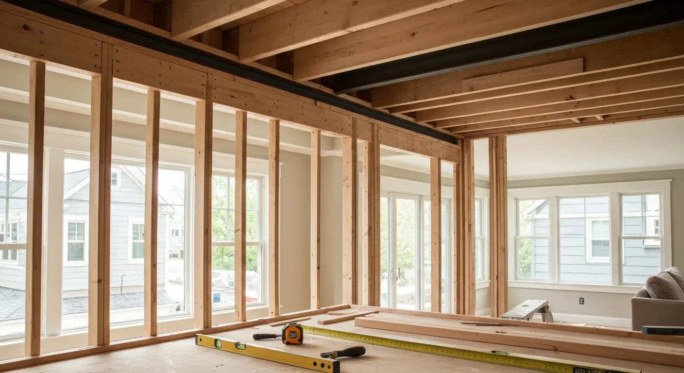 Kitchen remodel with new framing
