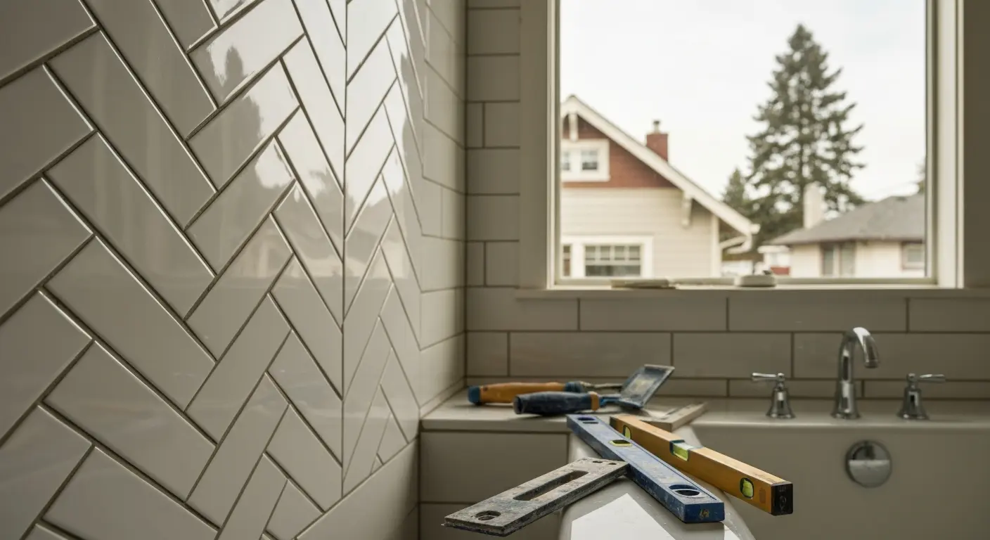 Tile flooring in bathroom