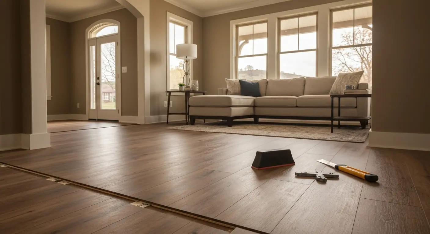 Vinyl plank flooring in living room