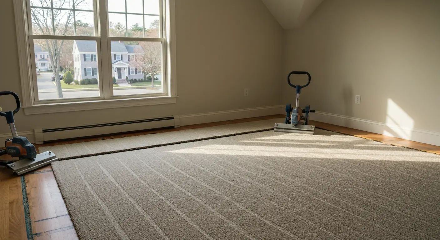 Carpet installation in bedroom