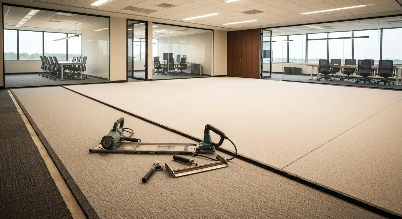 Commercial office carpet installation