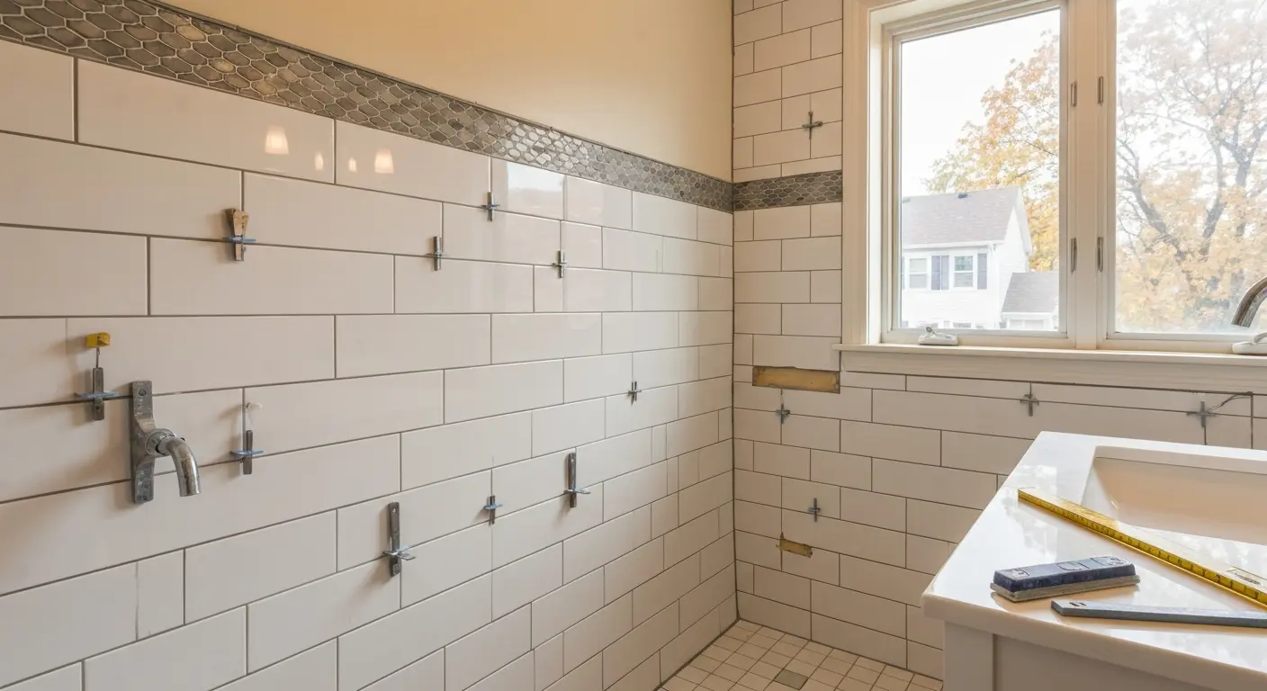 Tile flooring bathroom