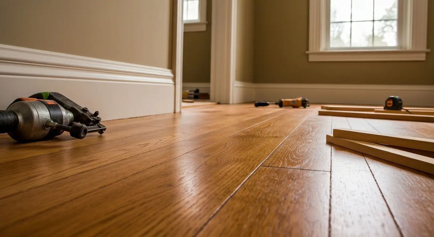 Hardwood flooring installation in Florham Park home