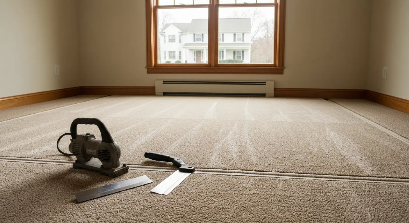 Carpet installation in bedroom