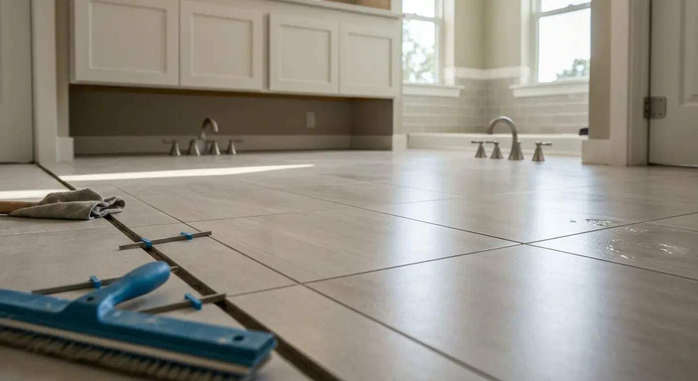 Tile flooring installation in Florham Park bathroom