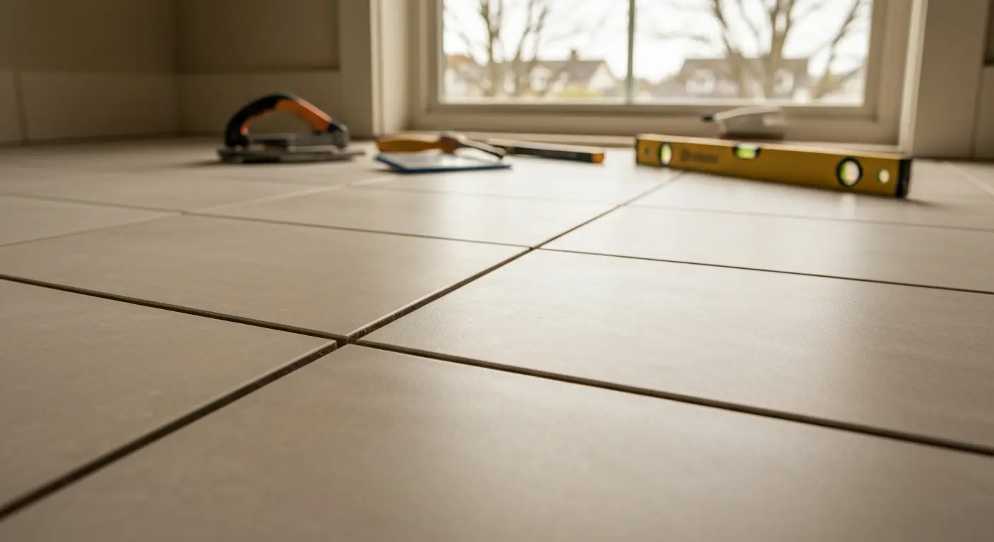 Tile installation in bathroom