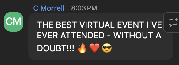 C Morrell: The best virtual event I've ever attended, without a doubt