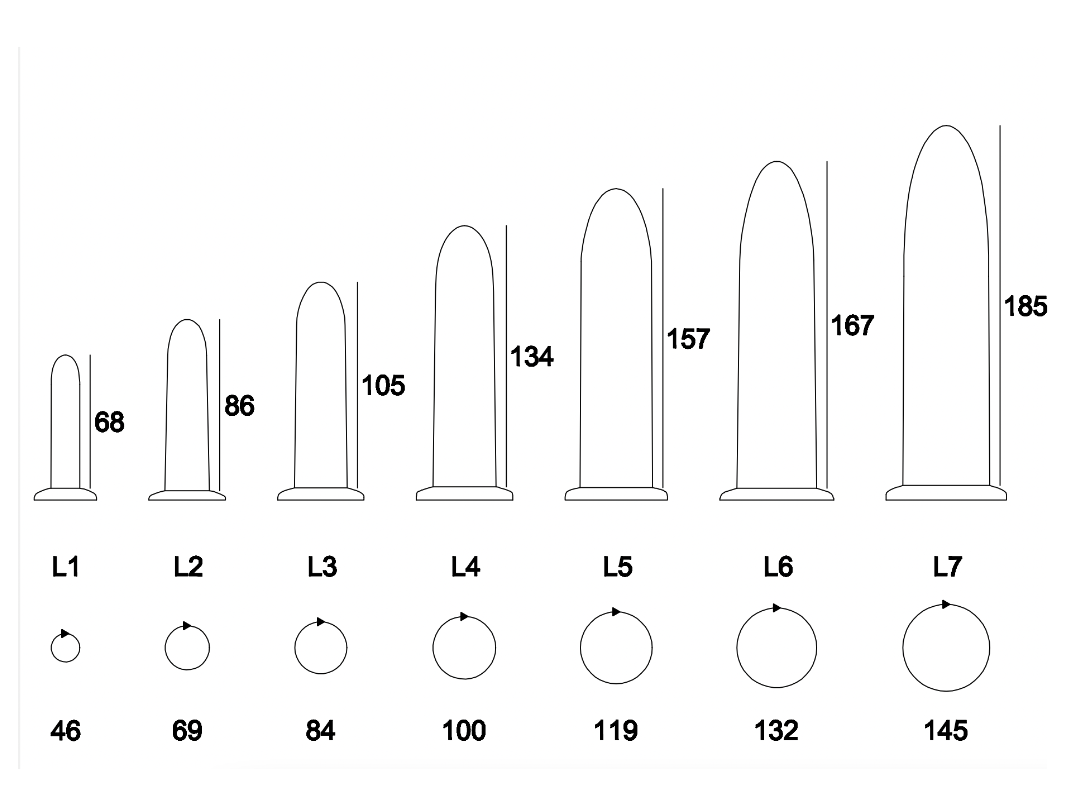 MSH Standard Dilators sizing chart