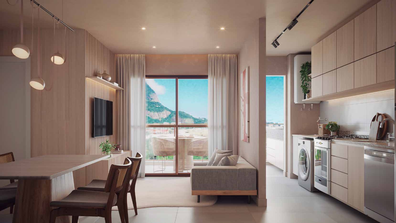 Sala de estar de apartamento de 2 quartos do Bloco 1