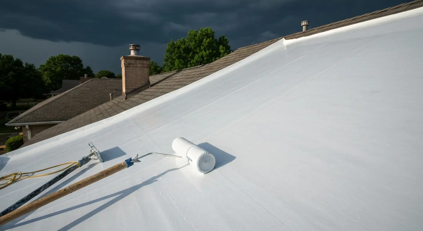 Elastomeric roof coating installation