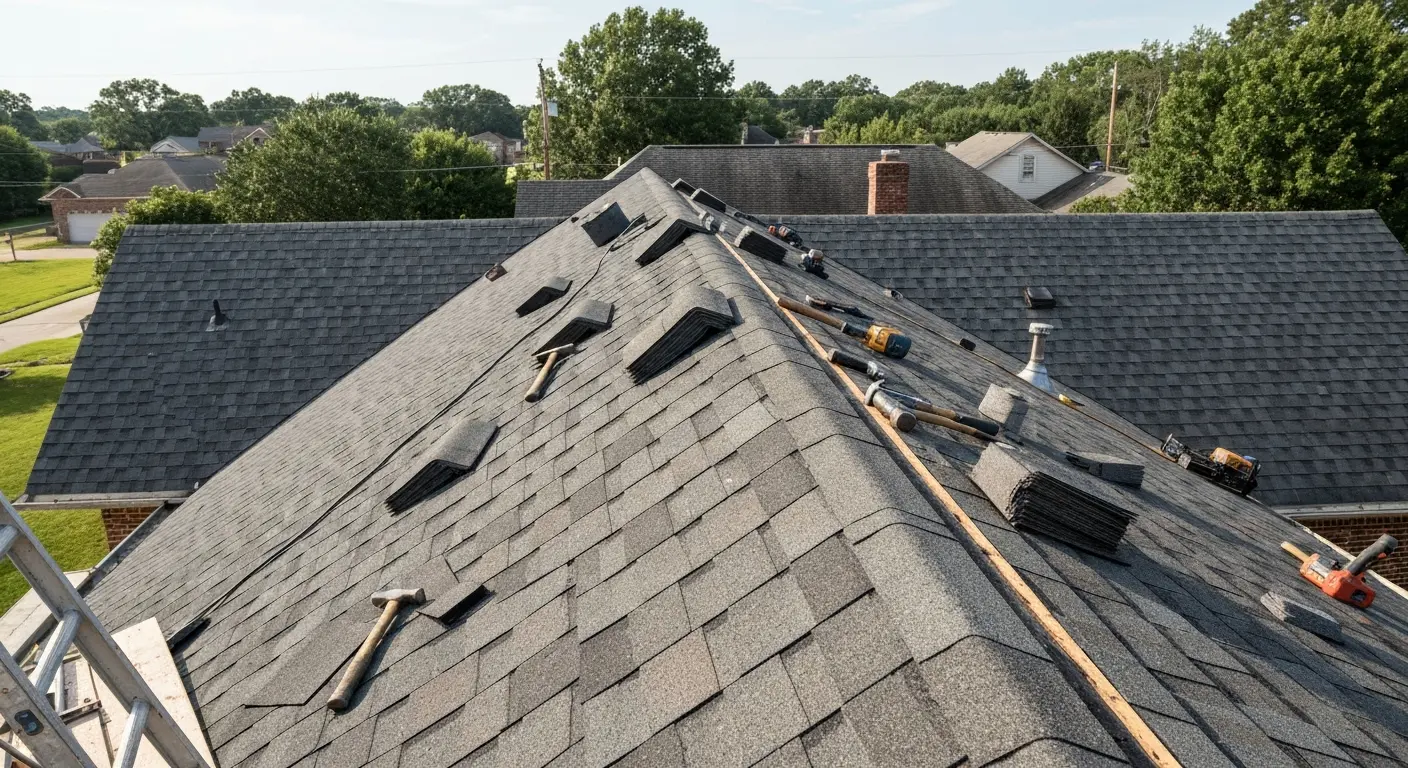Residential roof repair work