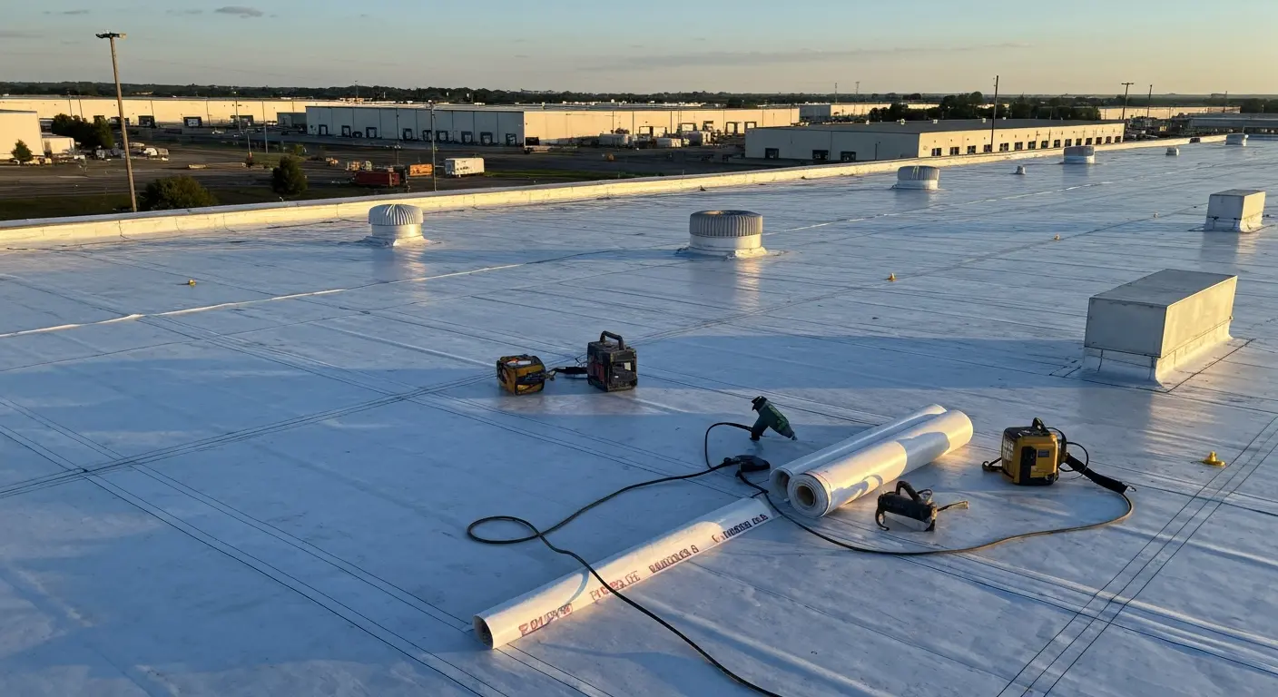 Commercial flat roof installation