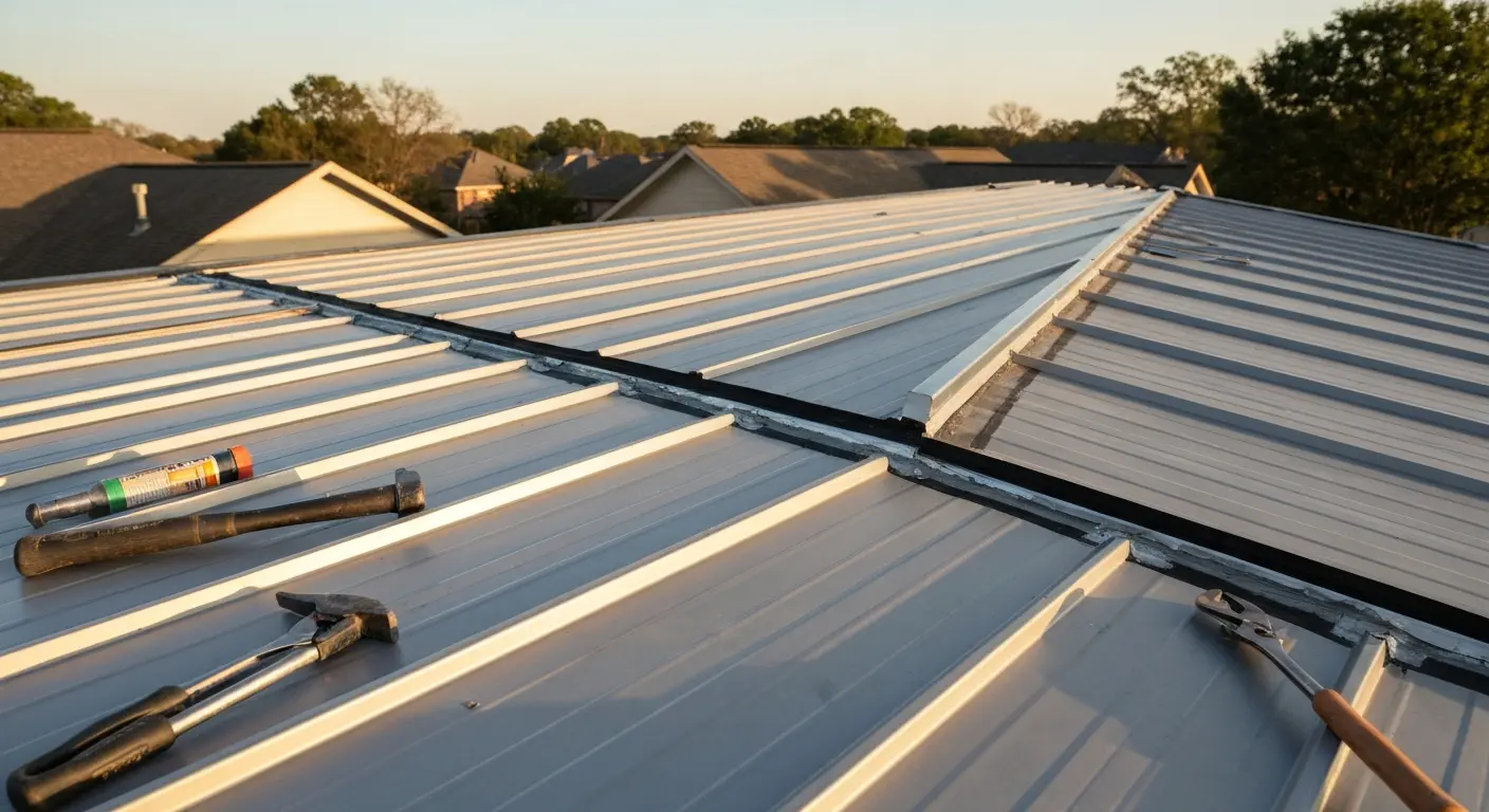 Metal roof repair work