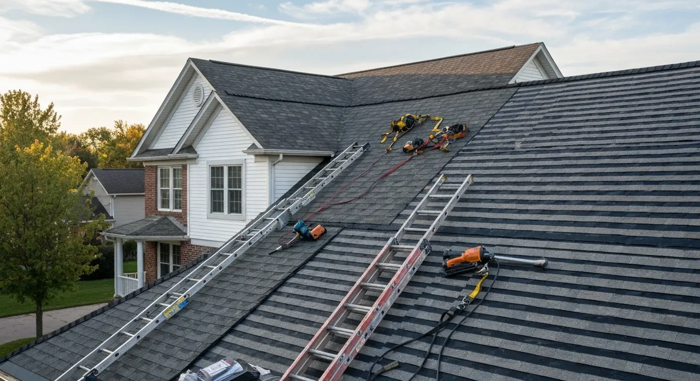 Residential roof repair project