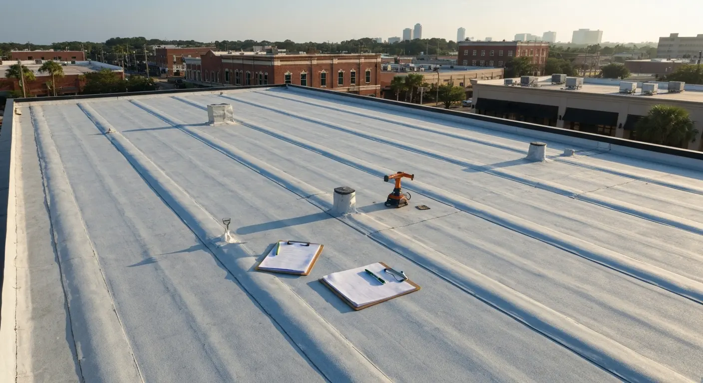 Commercial roof maintenance project
