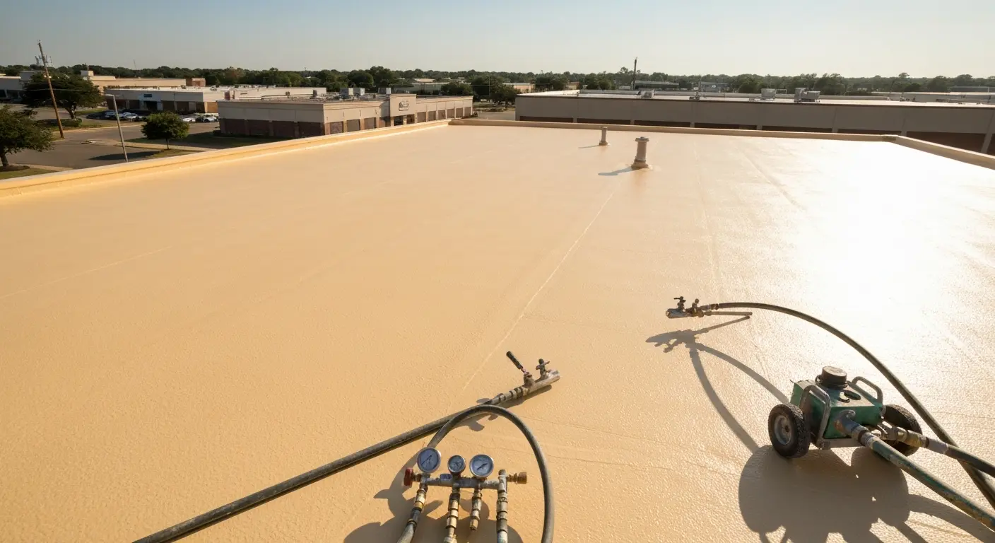 SPF roof coating application