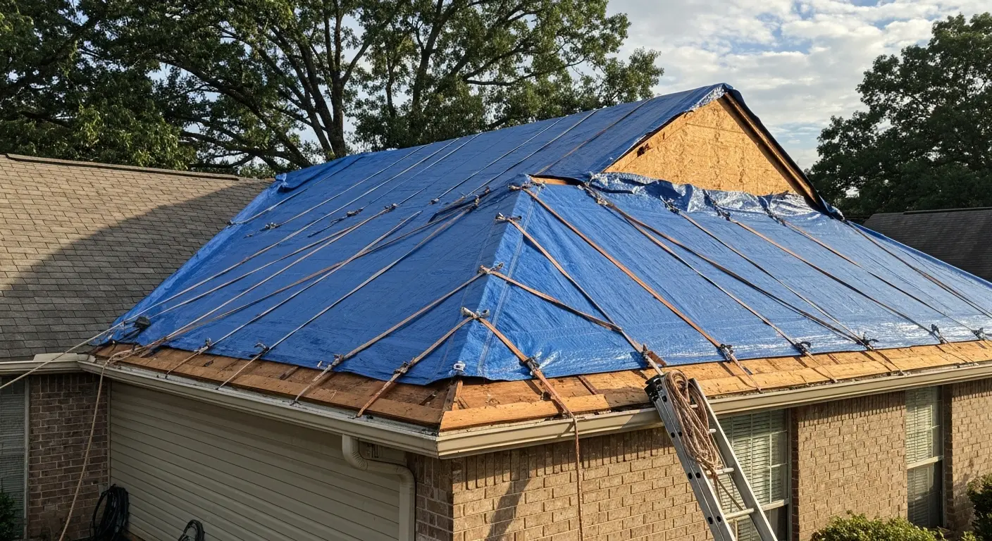 Emergency roof tarping
