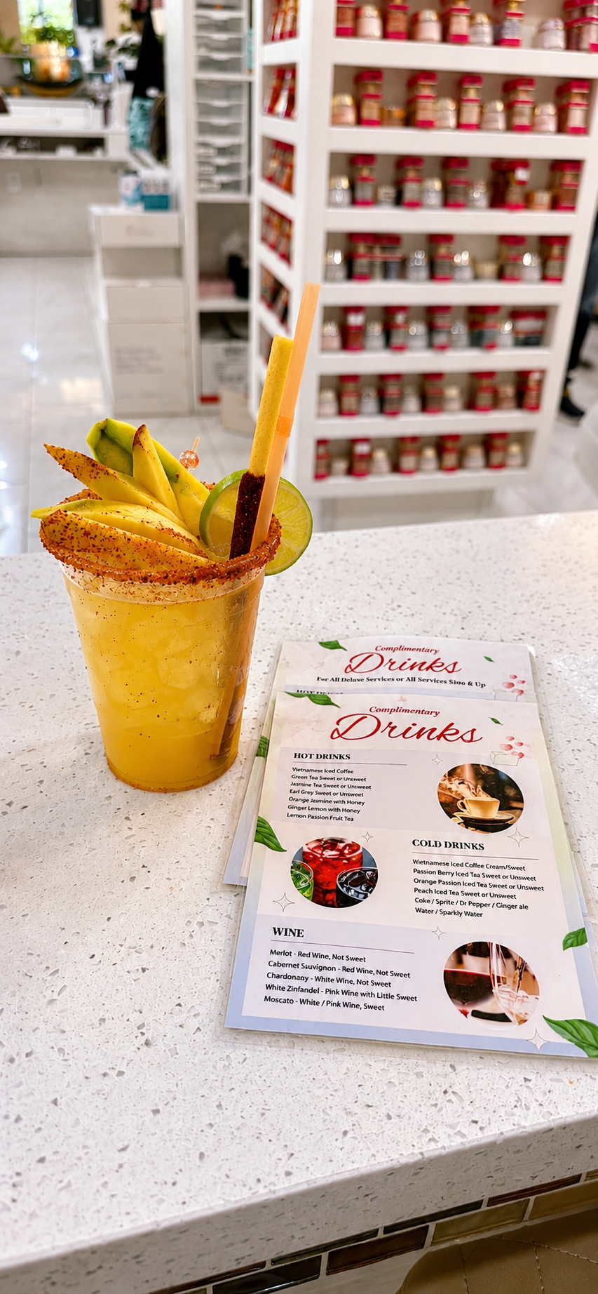 Citrus refresher drink at Amour Studio Henderson Nevada