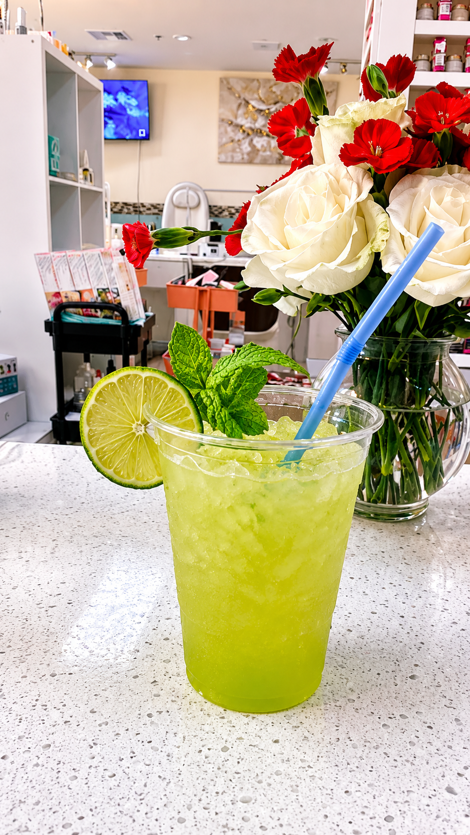 Sweet floral mocktail luxury salon Henderson NV